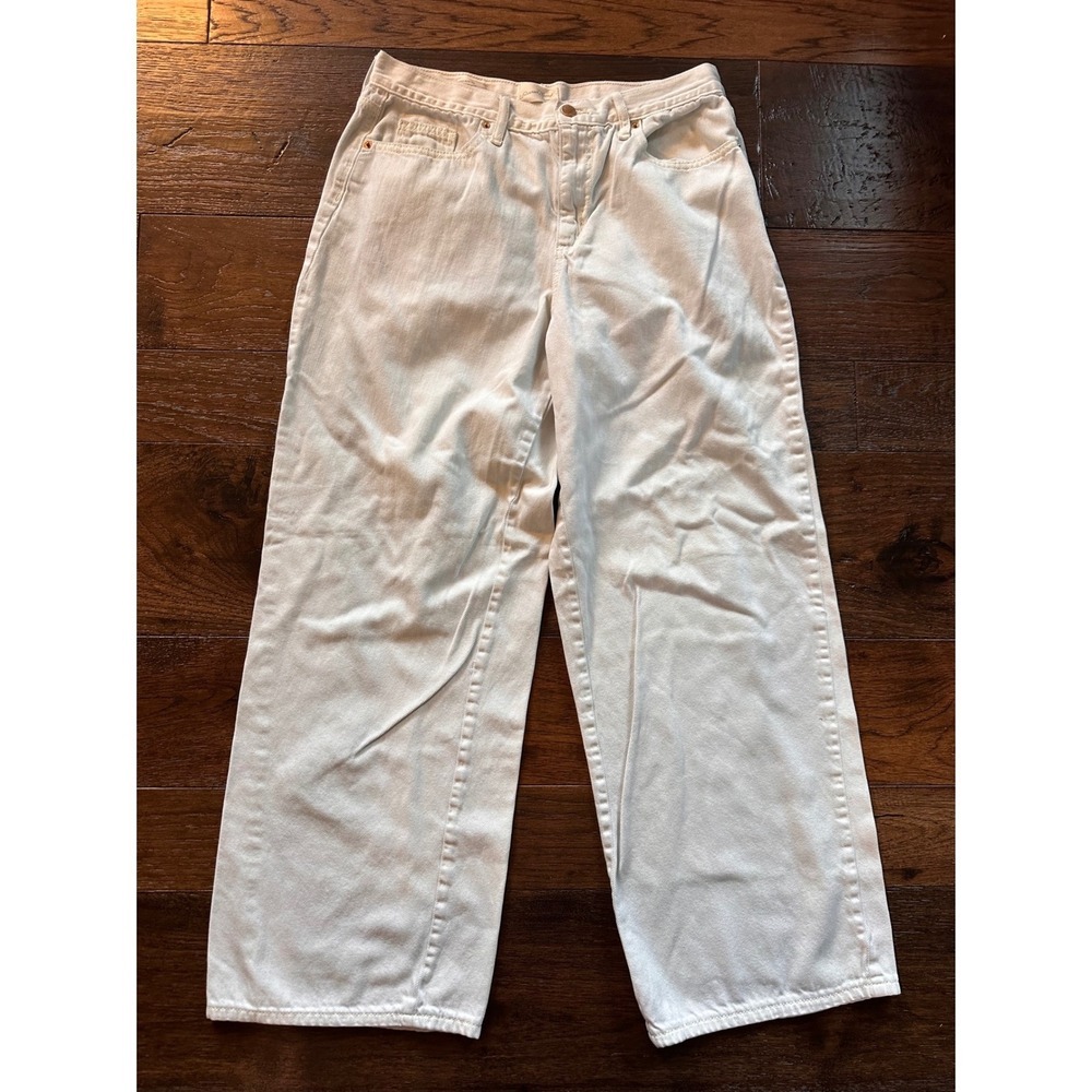 Universal Thread Relaxed Wide Leg Jeans Off White Cream Denim Womens 12/31R